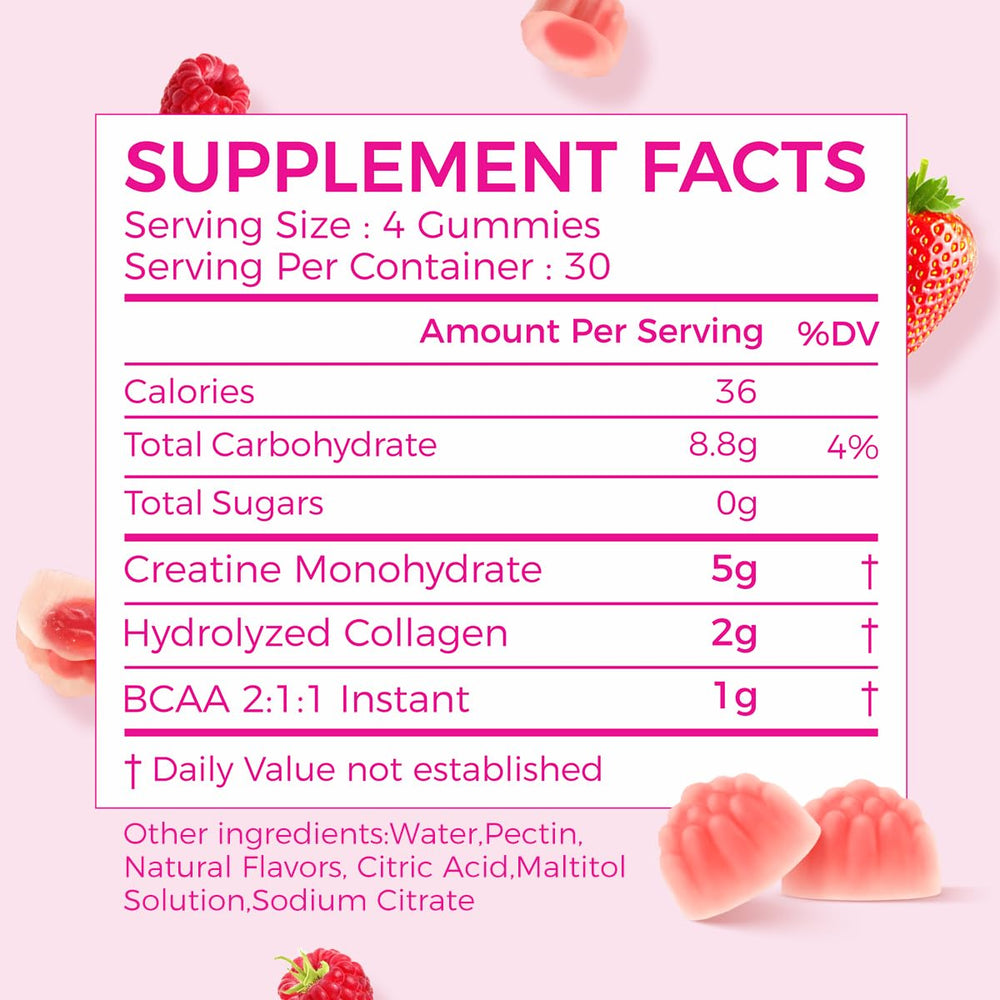AiVital Women berry gummies closeup highlighting 5g creatine per serving for muscle support