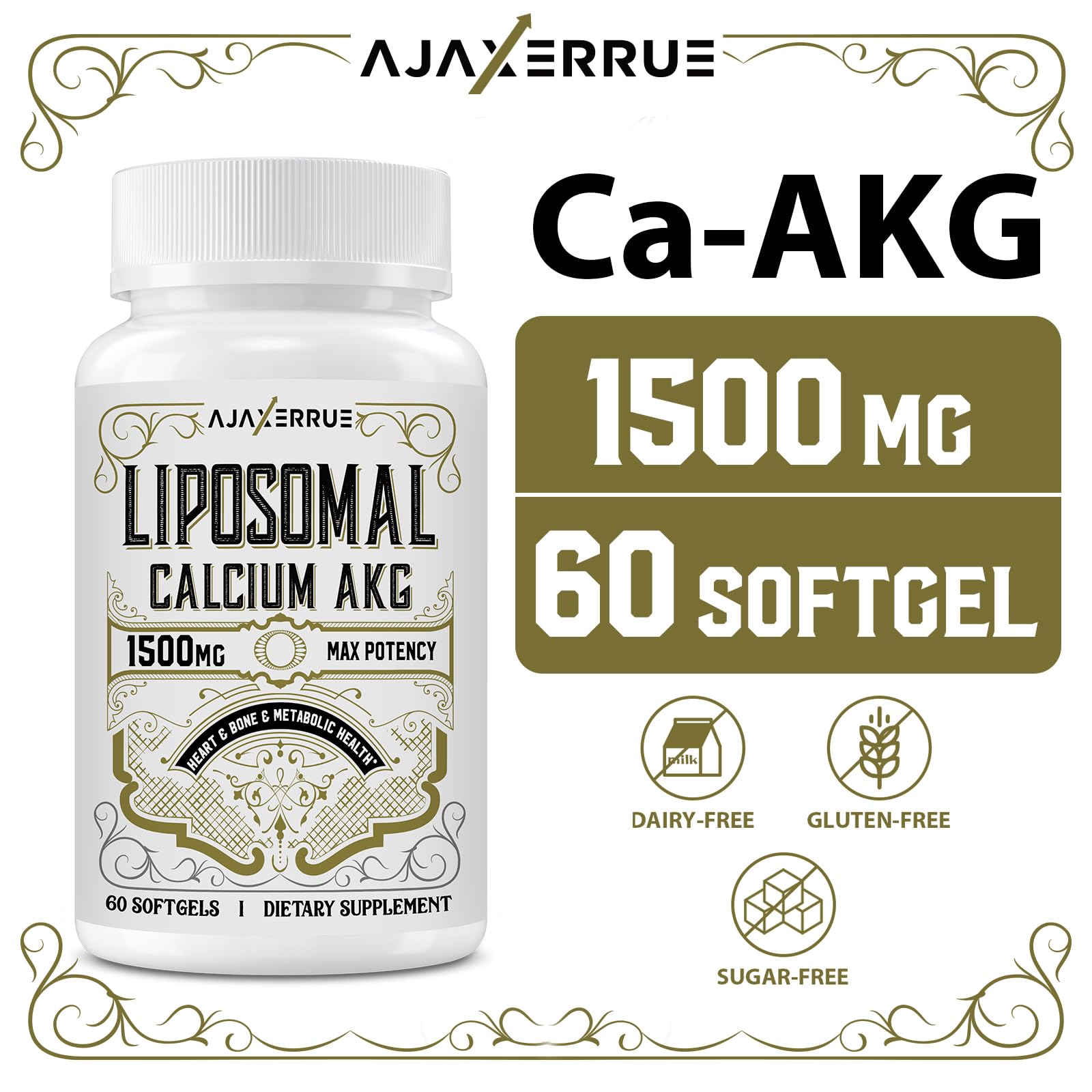 AJAXERRUE Calcium AKG supports bone integrity in daily wellness visuals.