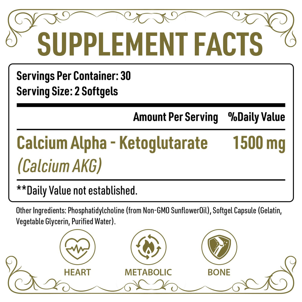 AJAXERRUE Calcium AKG softgels close-up showing capsule design