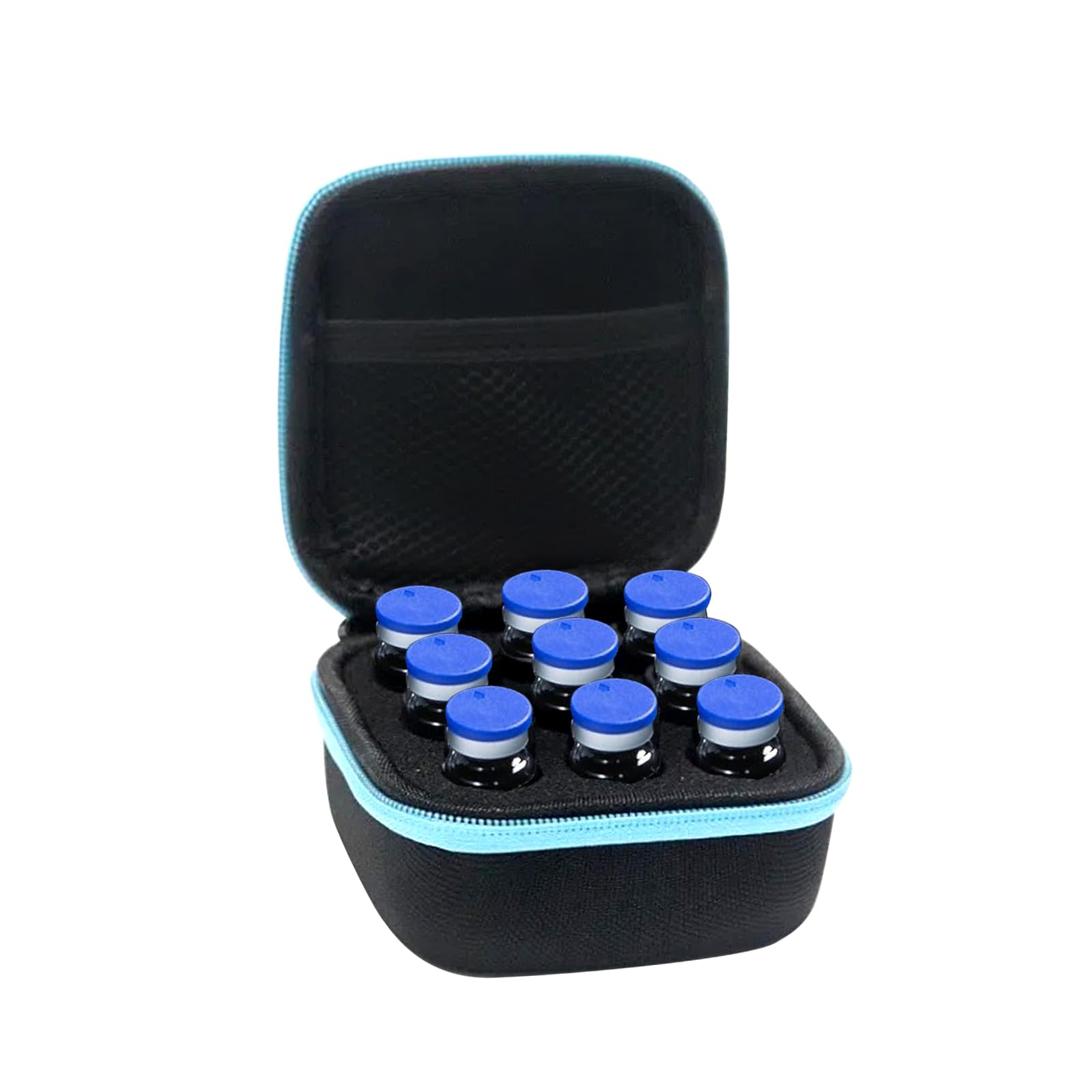 AJFHKJ insulin fridge holder with 9 slots keeping vials secure during transport.