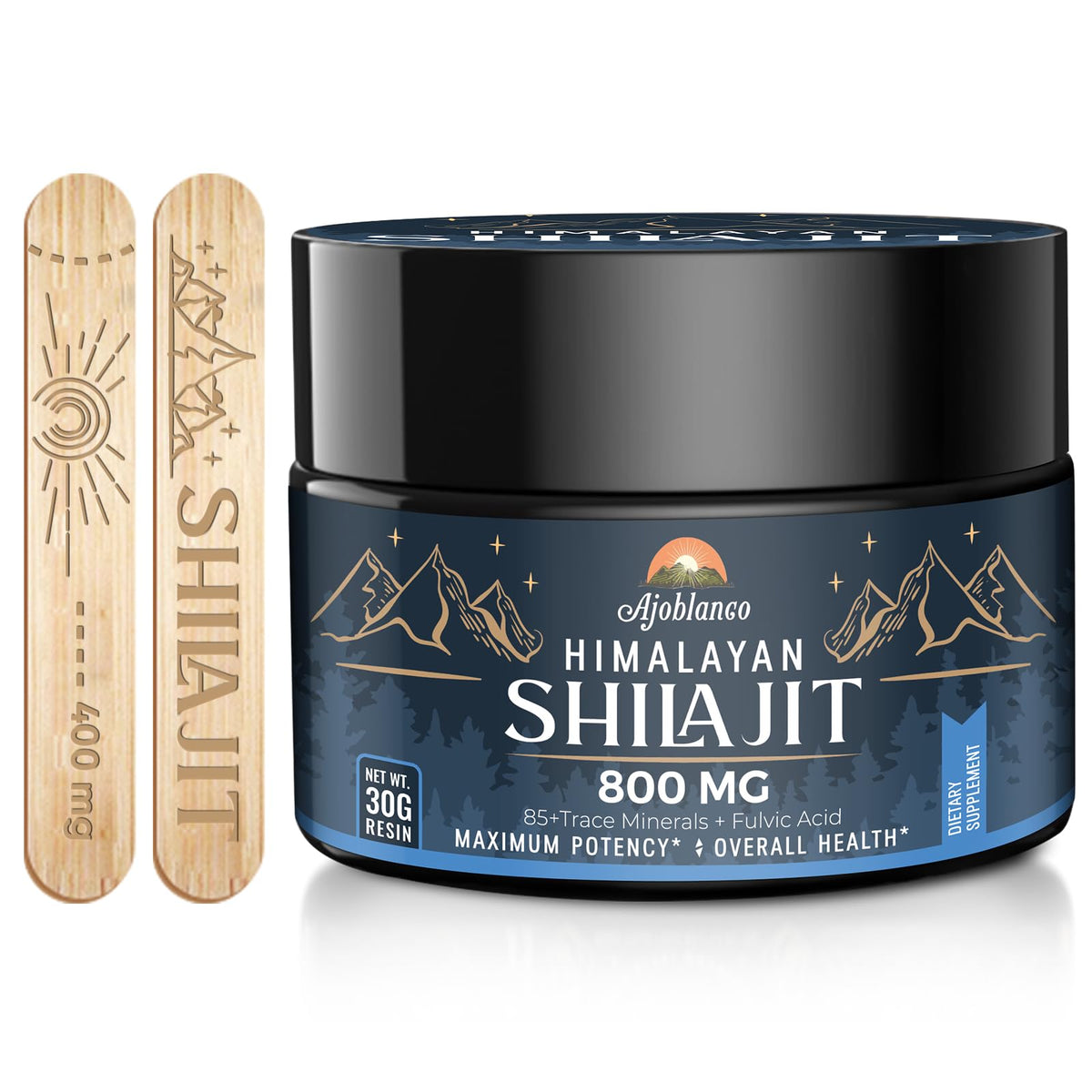 Ajoblanco Himalayan Shilajit Resin jar shows pure resin ready for daily use