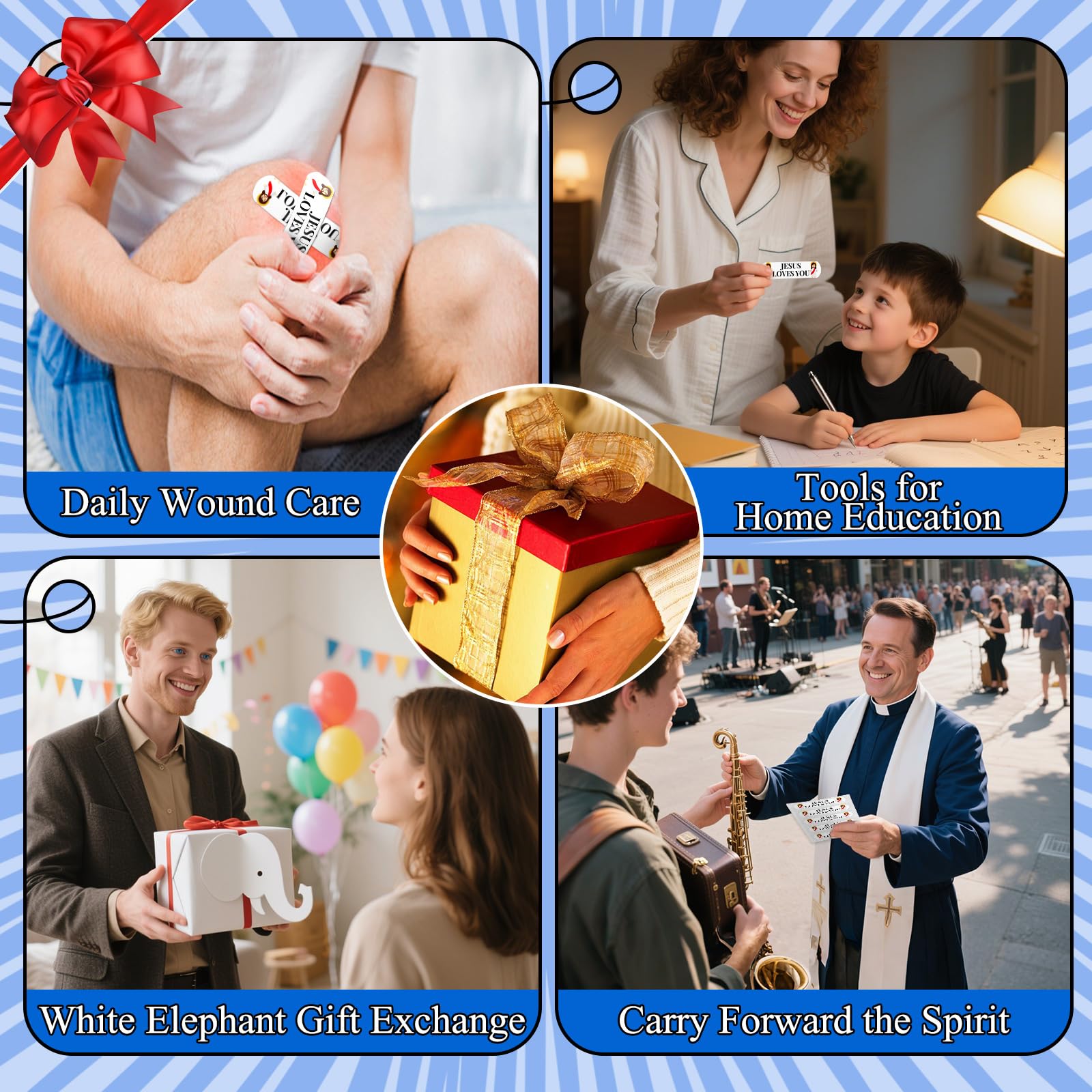 AKAIXI Jesus Bandages on arm demonstrate flexible fit during activity.