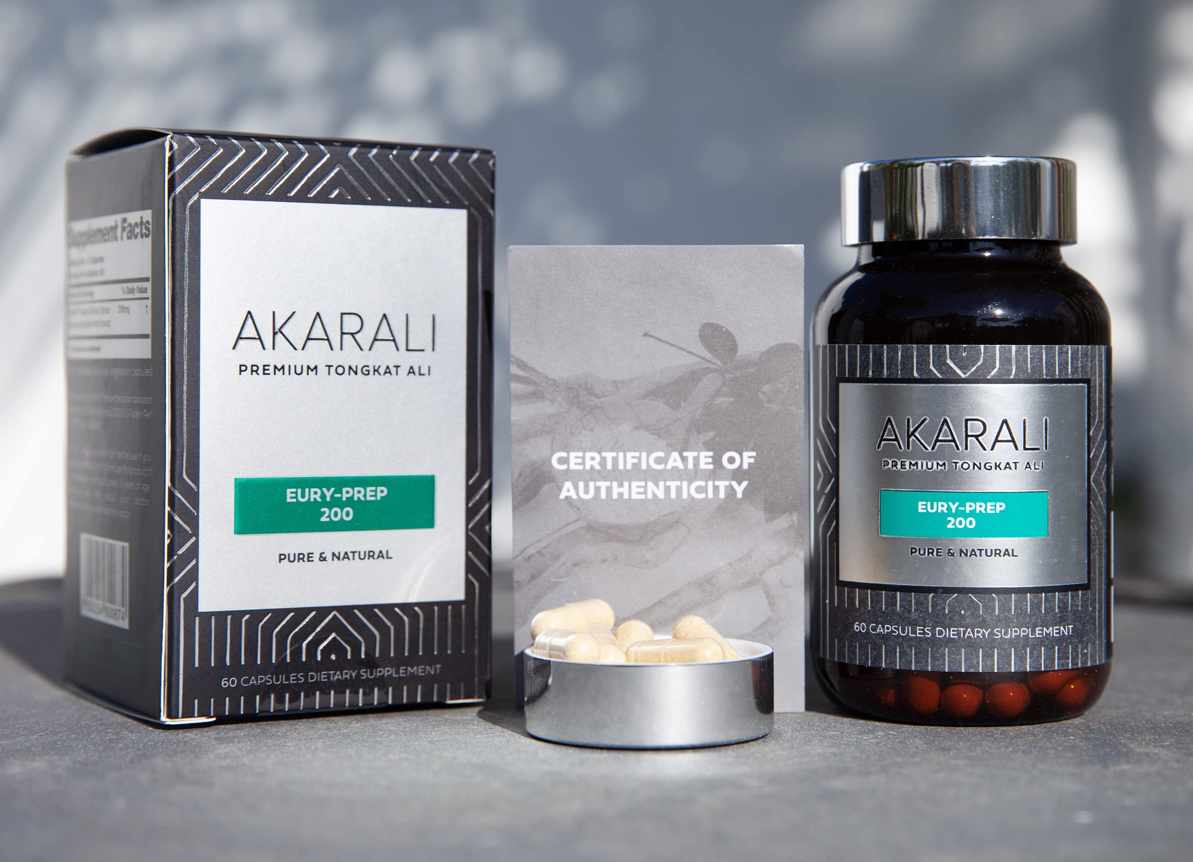 AKARALI vegan non-GMO capsules and clear label