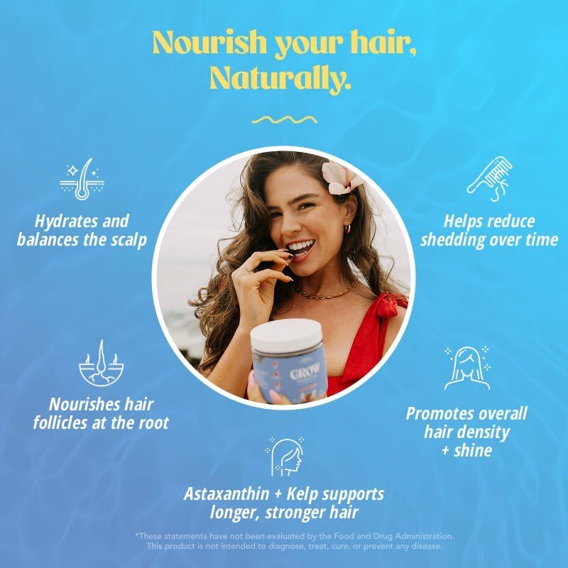 Akasha Grow Hair & Beauty Gummies close-up gummies with fruity texture