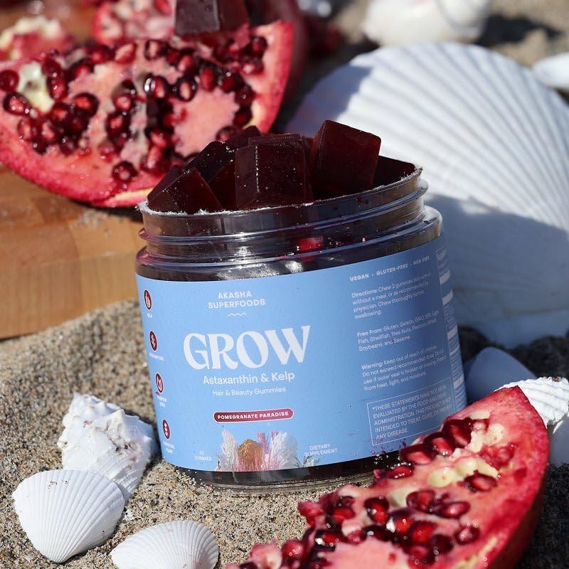 Akasha Grow Hair & Beauty Gummies kelp ingredient visual highlight