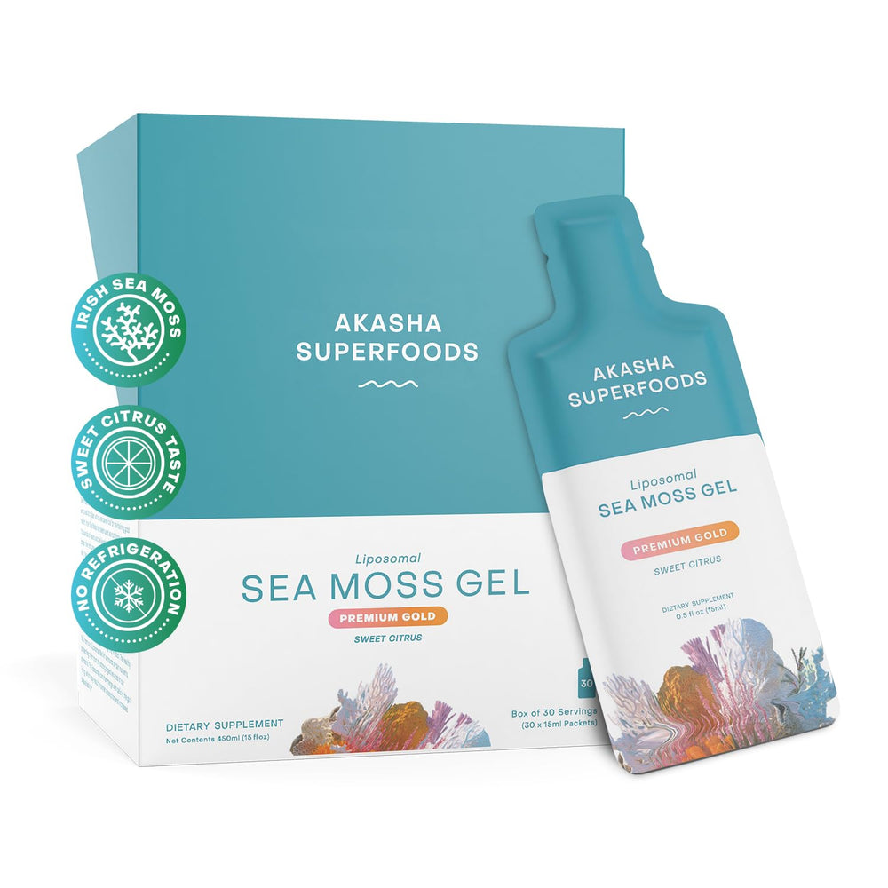 Akasha Superfoods Irish Sea Moss Gel bottle for convenient daily use