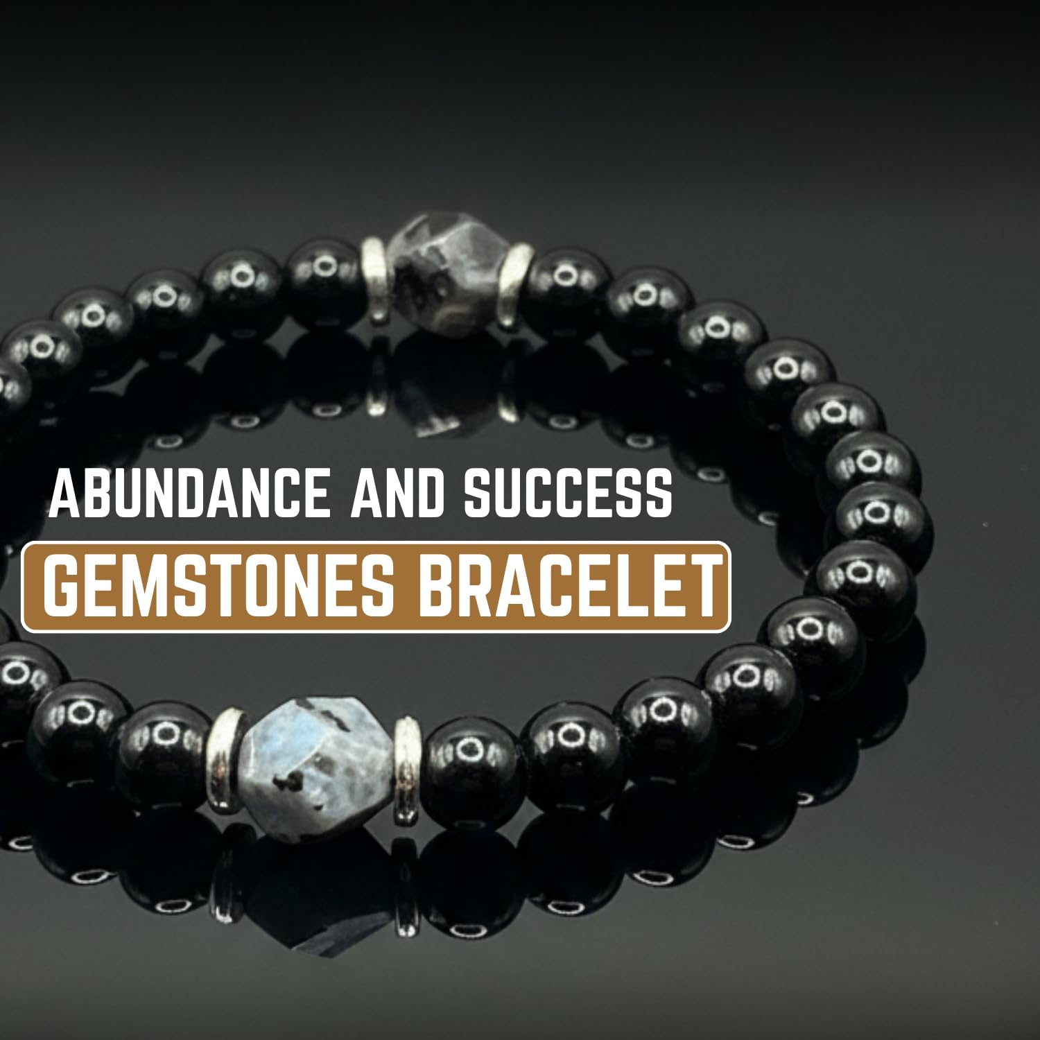 AKDNZ Obsidian Black Tourmaline Bracelet on hand demonstrates everyday elegance