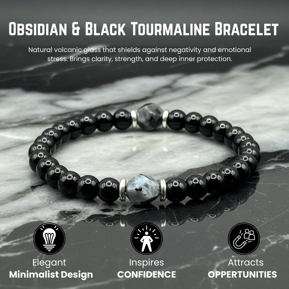 AKDNZ Obsidian Black Tourmaline Bracelet styled display for versatile outfits