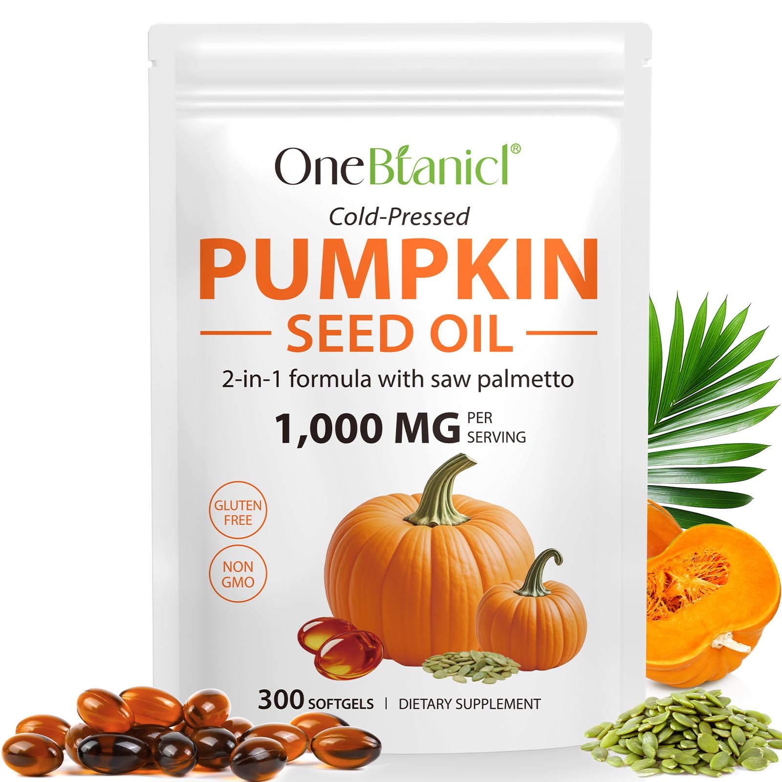 Akeeronn pumpkin seed oil capsules bottle for daily vitality and hair support.