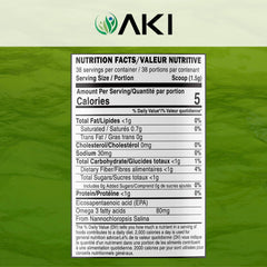 AKI Organic Marine Phytoplankton powder scoop shows convenient serving and easy incorporation