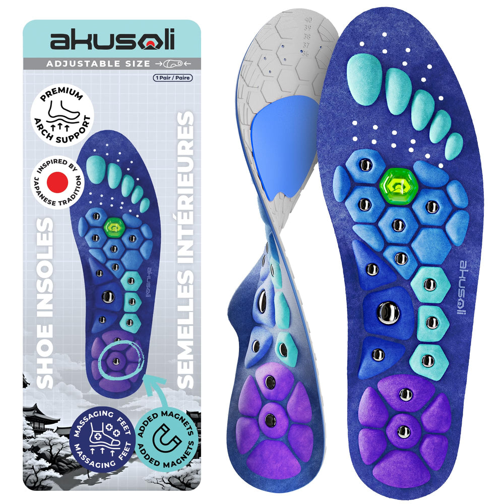Akusoli insoles with magnetic arch support provide balanced daily wear