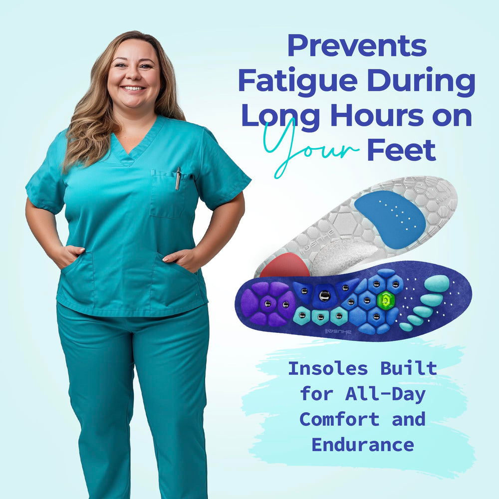 Akusoli men's size insole supports arches and posture at work.