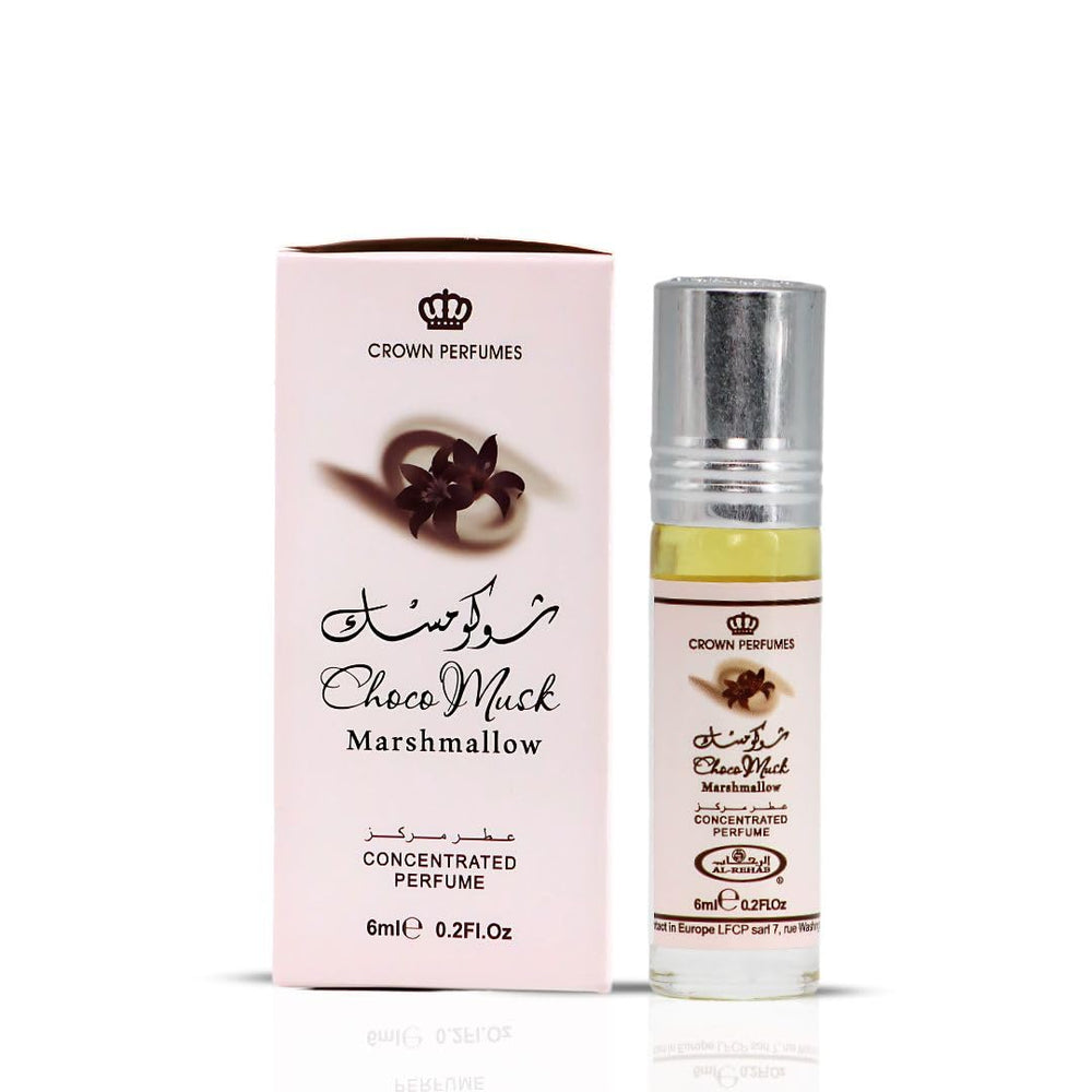 Al-Rehab Choco Musk Marshmallow top notes with strawberry offer a bright opening.