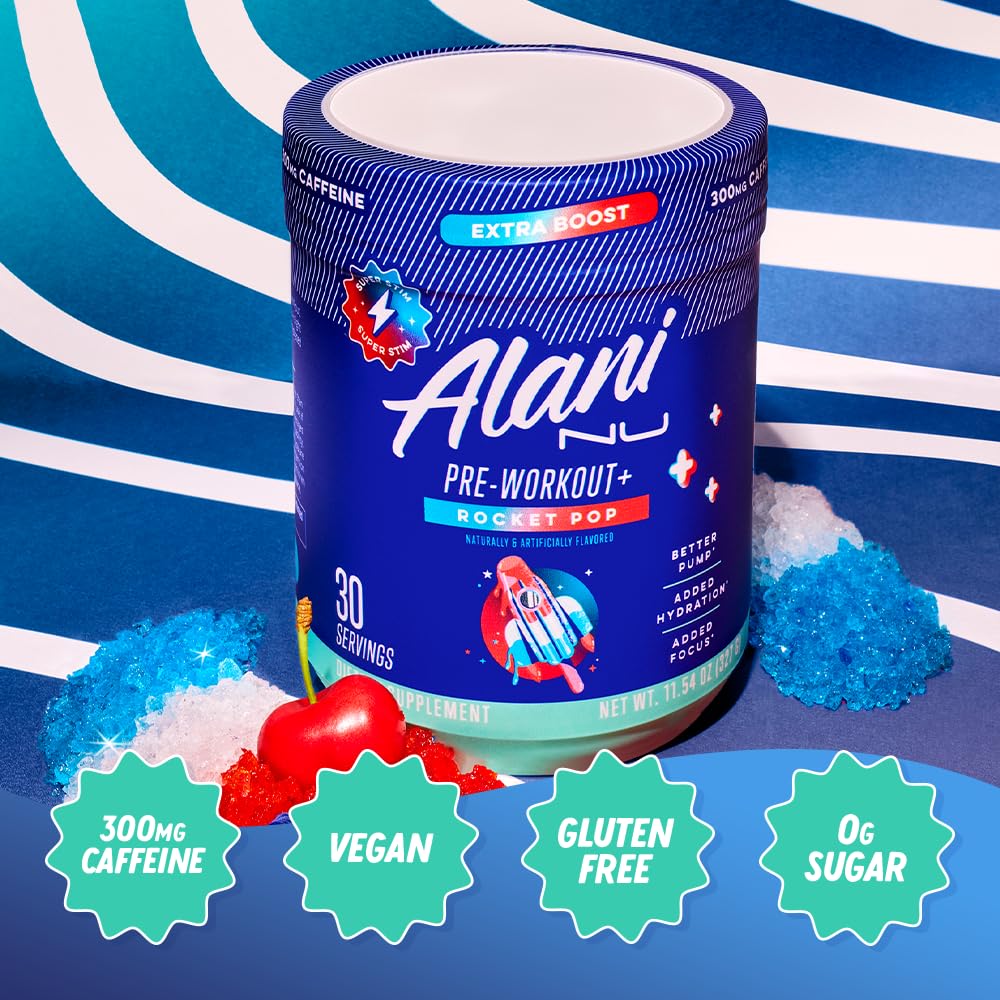 Alani Nu Rocket Pop label close-up showing sugar-free formula