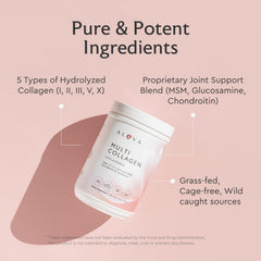 Alaya Naturals Multi Collagen Powder dissolves easily in drinks for a clean, flavor-free mix.