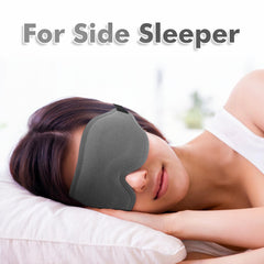Albatross mascarilla para dormir 3D, vista lateral gris, reduce presión en las sienes.