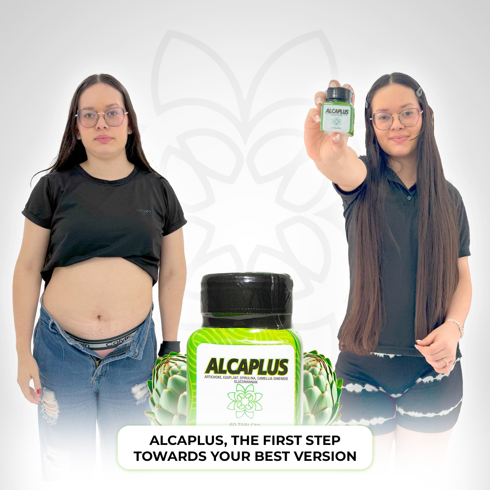 ALCAPPLUS spirulina and green tea blend image suggesting metabolism support