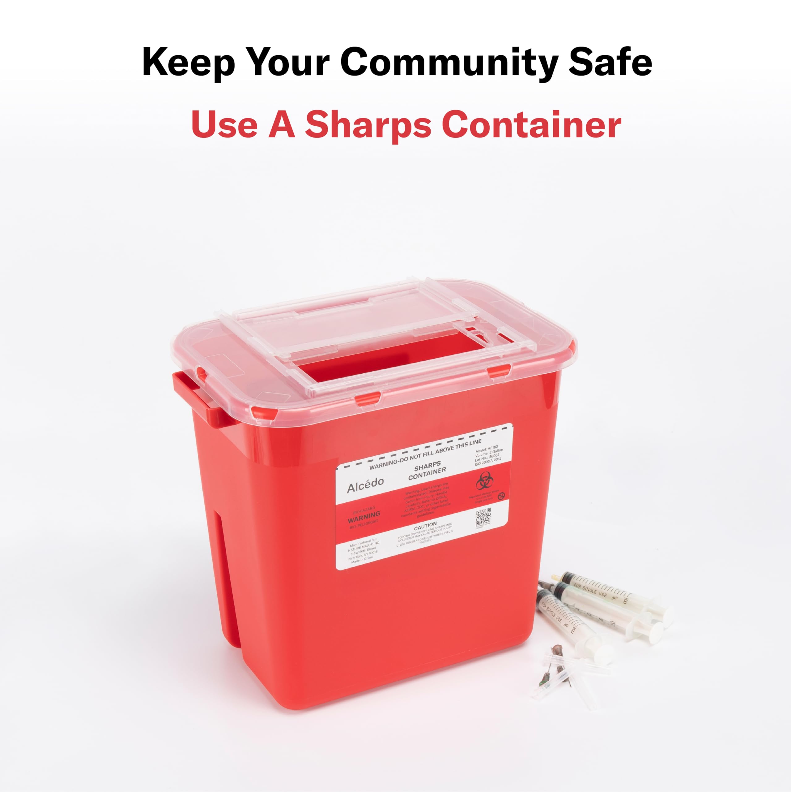 Alcedo sharps container supports safe biohazard disposal in the home.