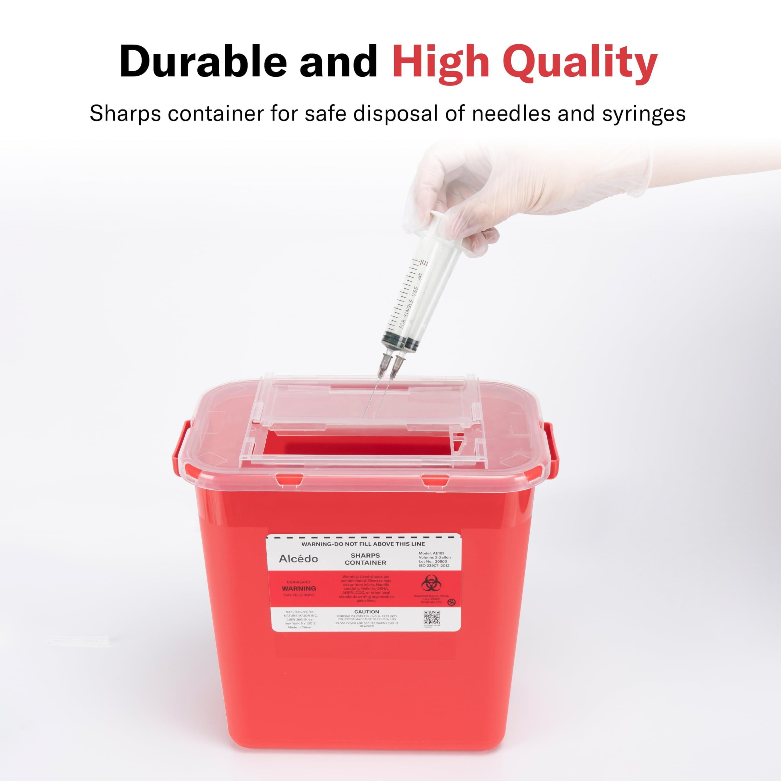 Alcedo Sharps Container clear lid view aids quick fill level checks.