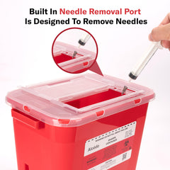 Alcedo sharps container locking slot ensures secure final disposal.
