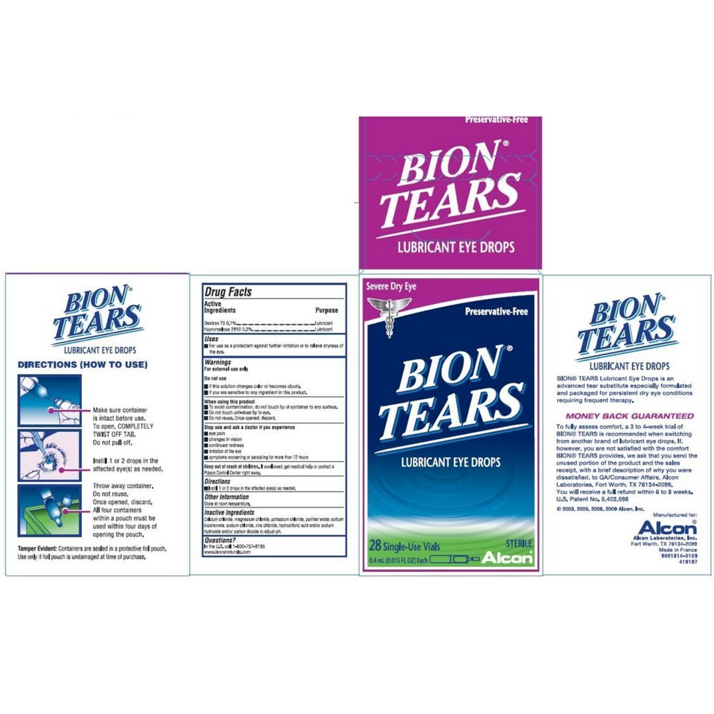 Alcon Bion Tears single-use vials close-up for easy, convenient application