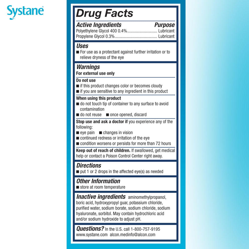 Transparent bottle highlights clear, easy-to-see, preservative-free eye drops.