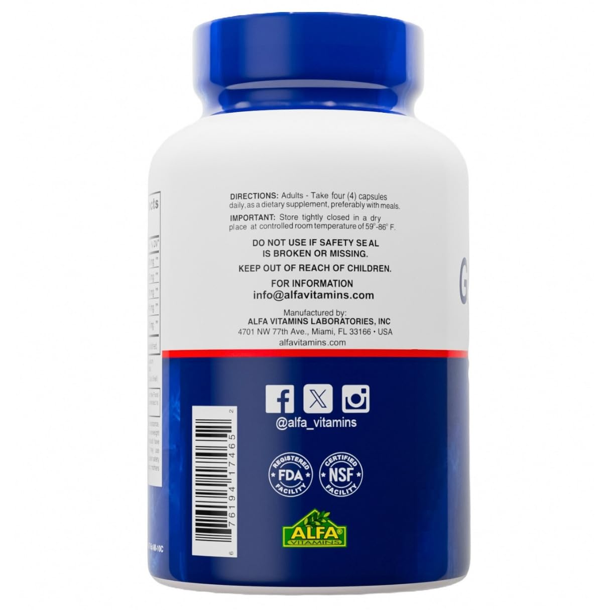 ALFA VITAMINS ALFLEXIL label and ingredients highlight key components.