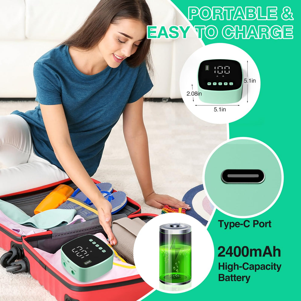 Built-in 2400mAh battery with Type-C charging for portable use