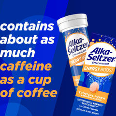 Portable Alka-Seltzer Energy Boost packaging for travel and on-the-go energy