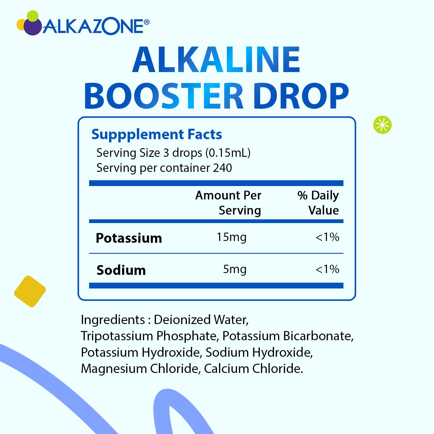 Alkazone booster drop bottle cap removed ready to dispense minerals into water