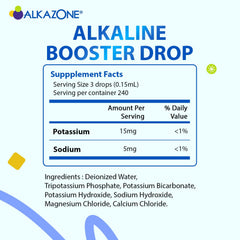Alkazone booster drop bottle cap removed ready to dispense minerals into water