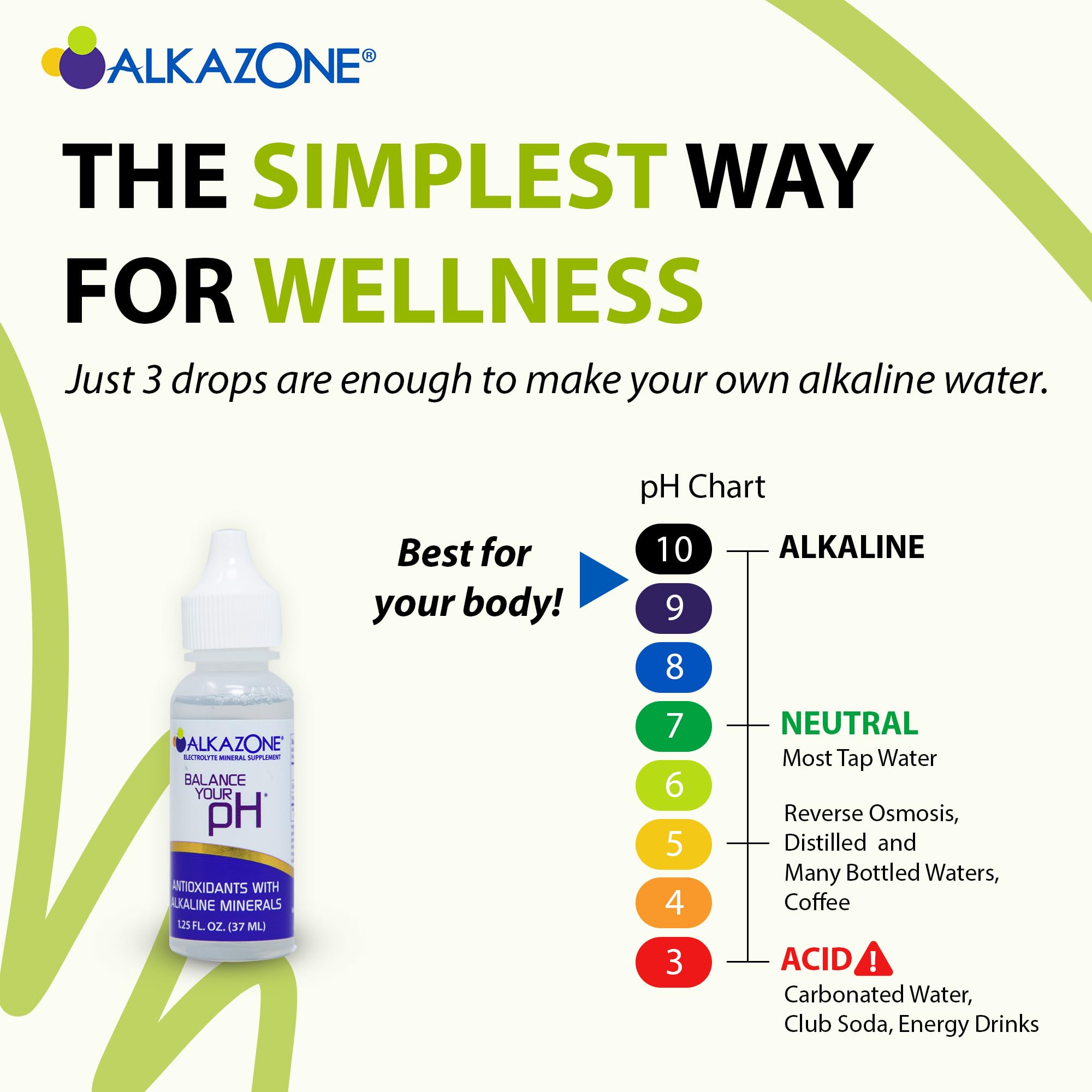 Alkazone Balance drop dispense close-up showing colorless tasteless formula for easy mixing