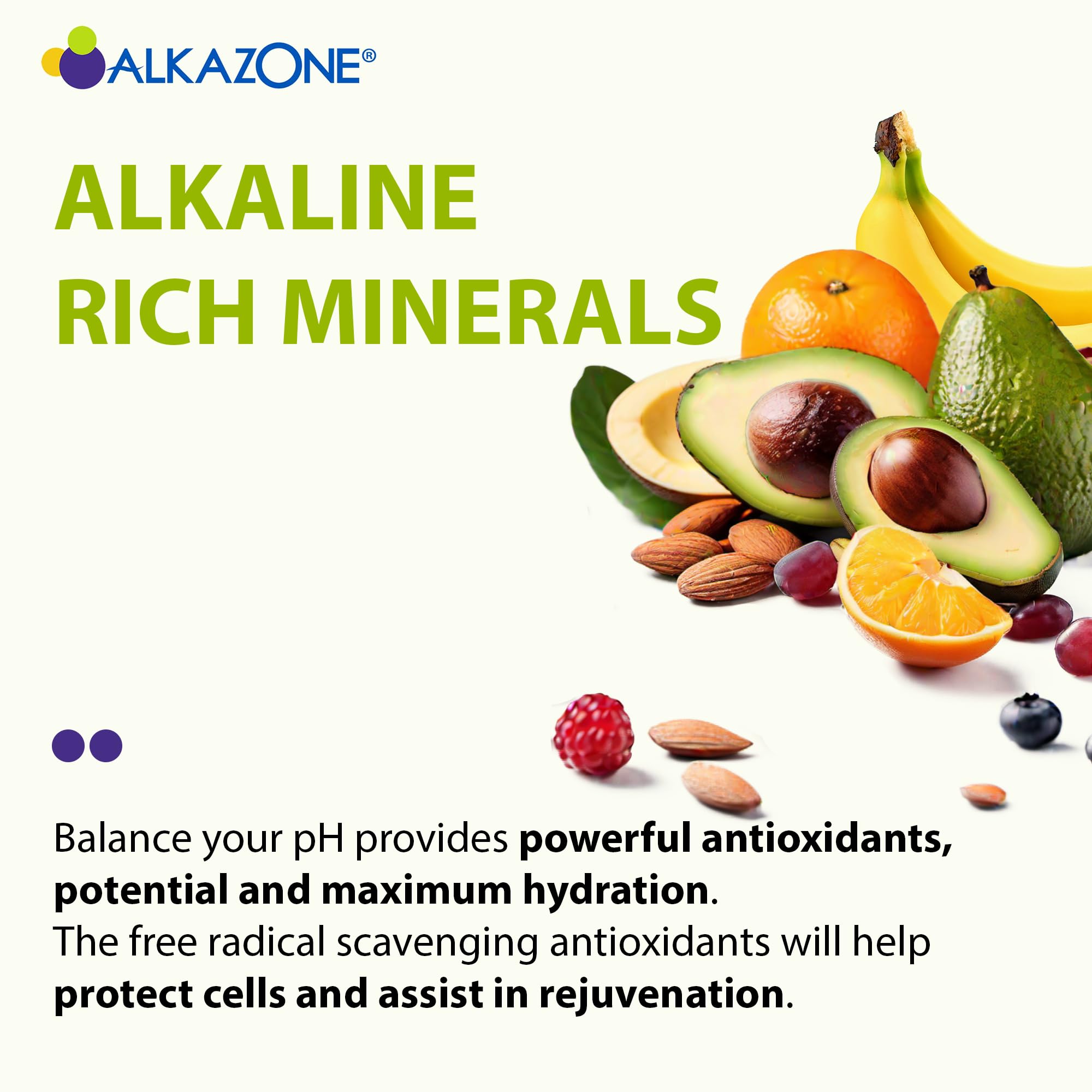 Alkazone Balance ingredients highlight minerals for daily pH balance and antioxidant support