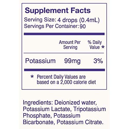 Alkazone Liquid Potassium Plus clear bottle ready for mixing with beverages.