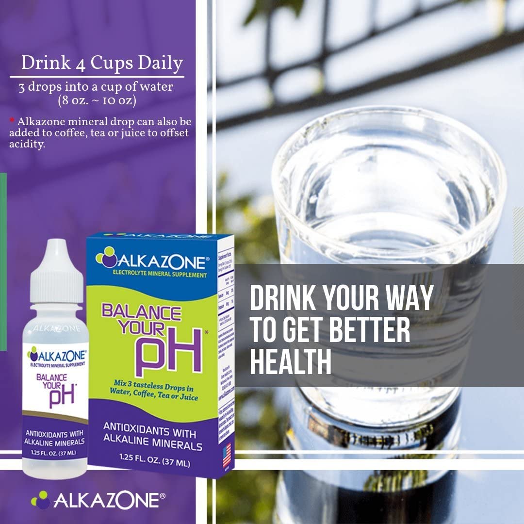 AlkaZone tea setup with drops promoting balanced flavor in tea.