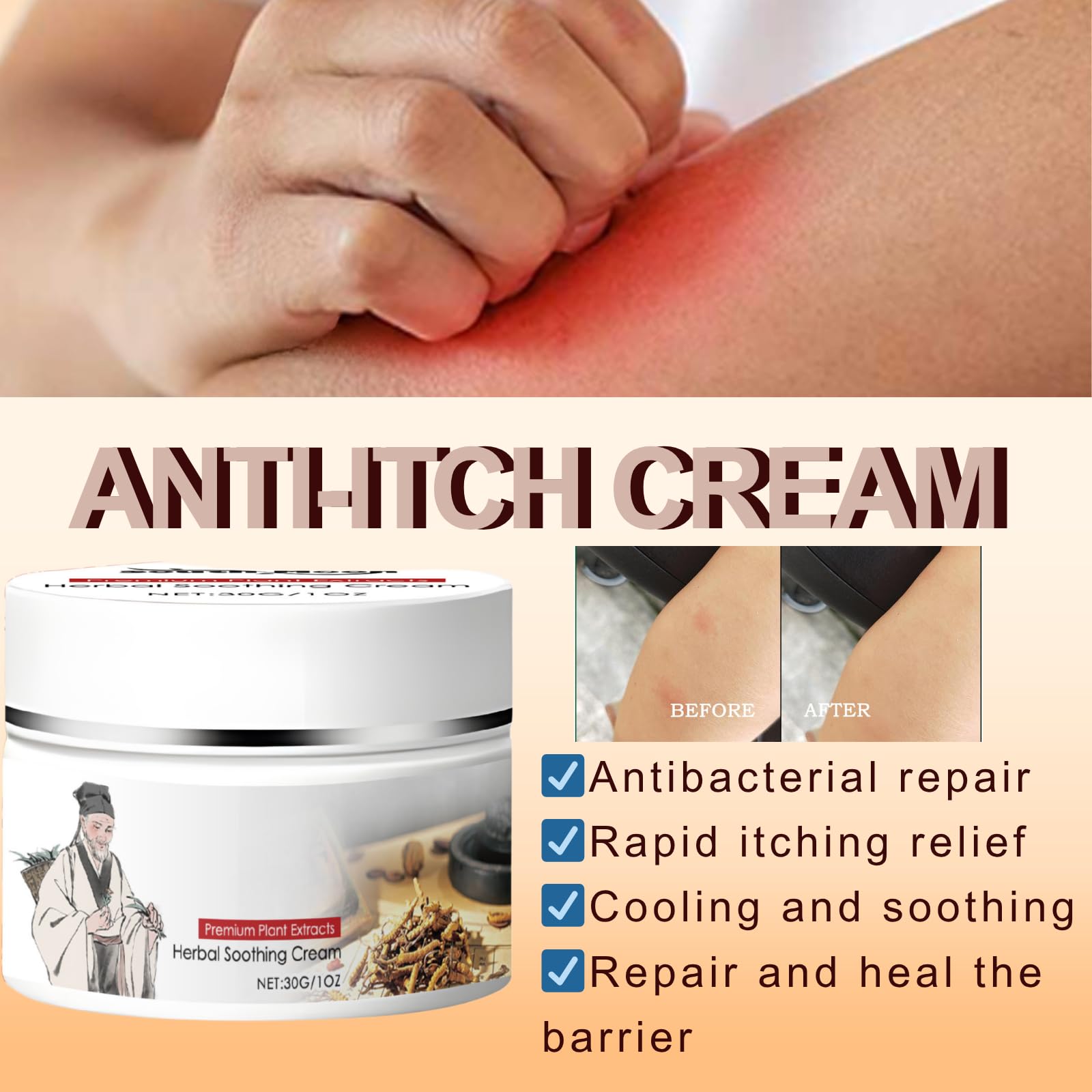 All-Natural Herbal Soothing Cream texture close-up showing quick absorption