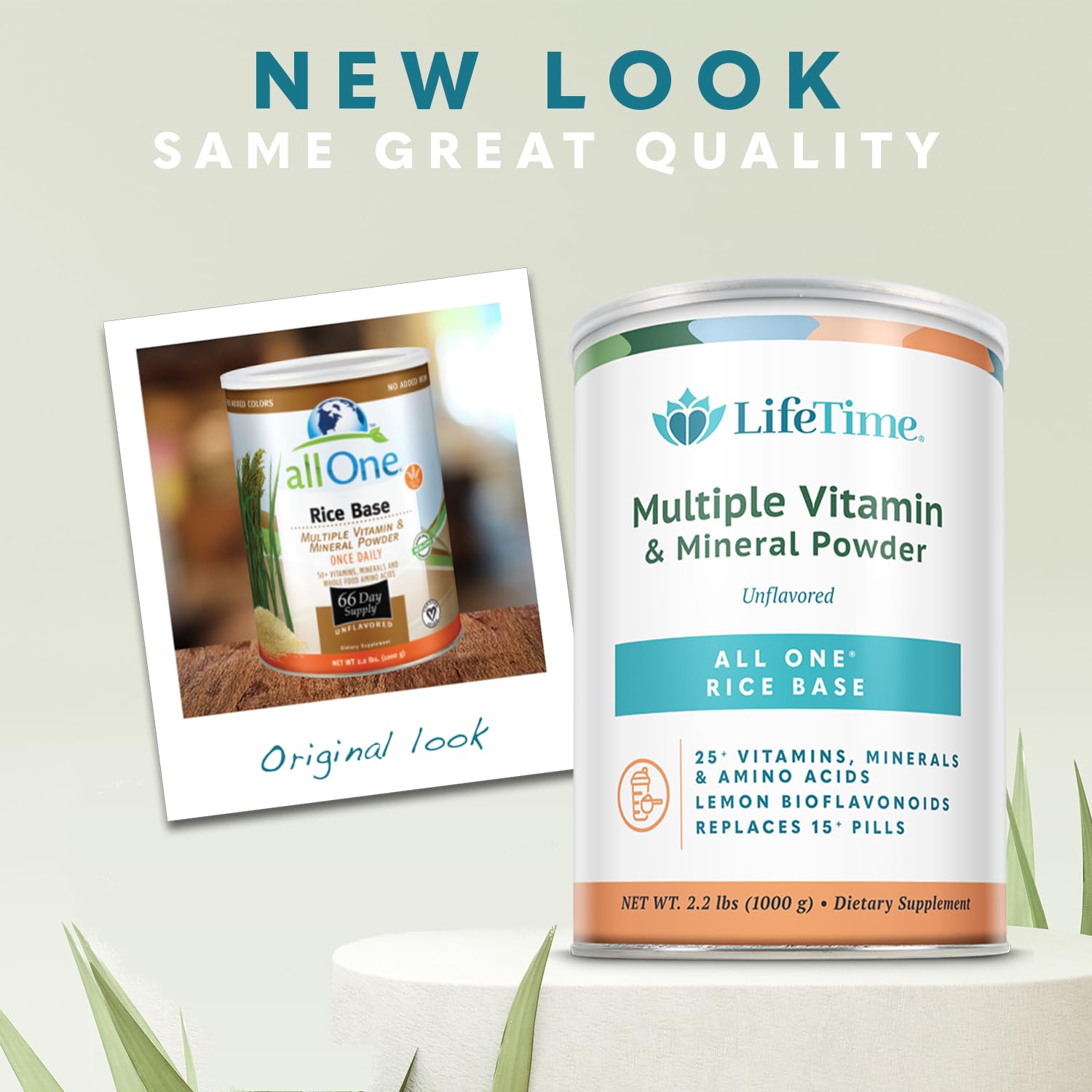 ALL ONE Rice Base label highlights gluten-free, non-GMO, dairy-free nutrition promise.