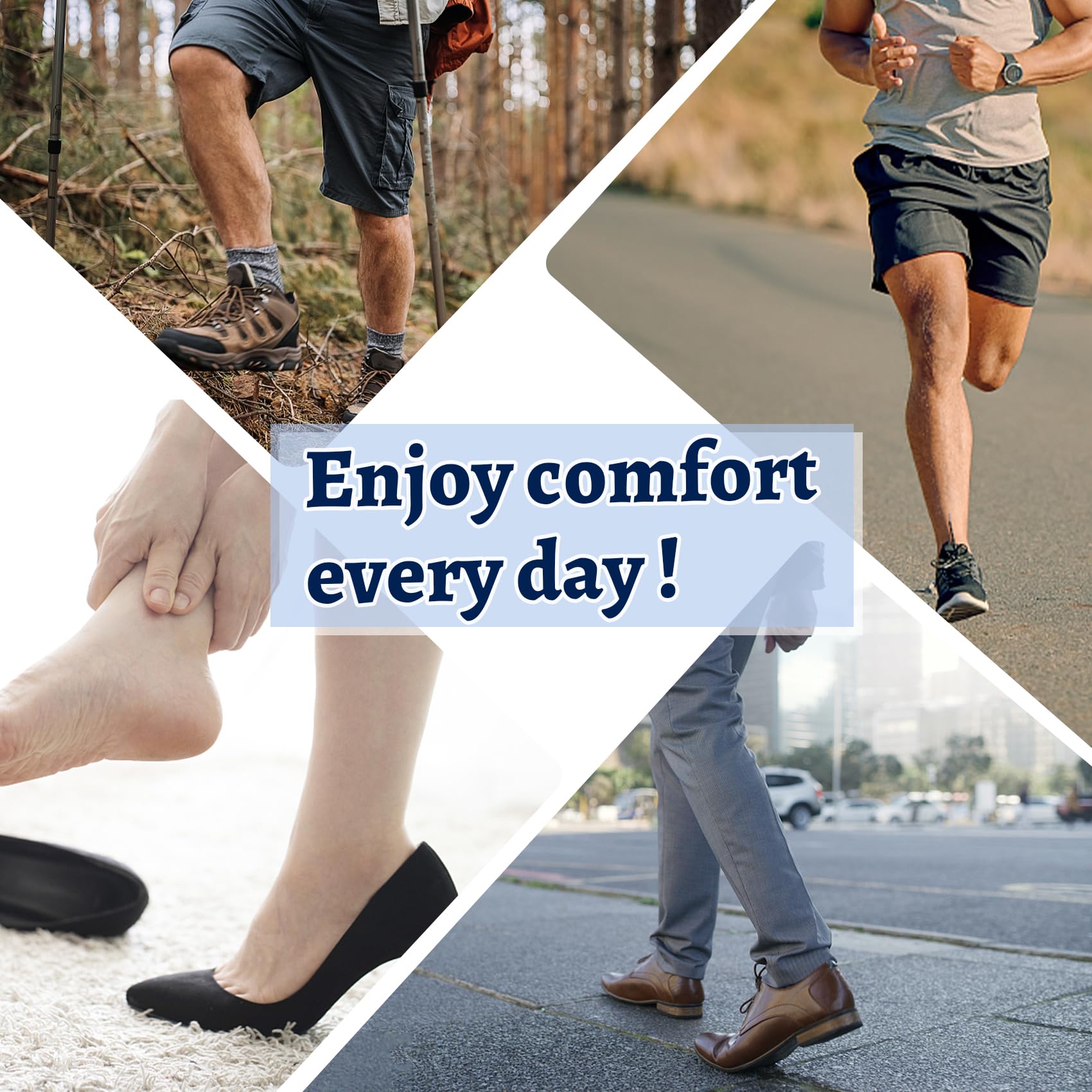 All One Tech gel heel cups fit most shoes for versatile use.