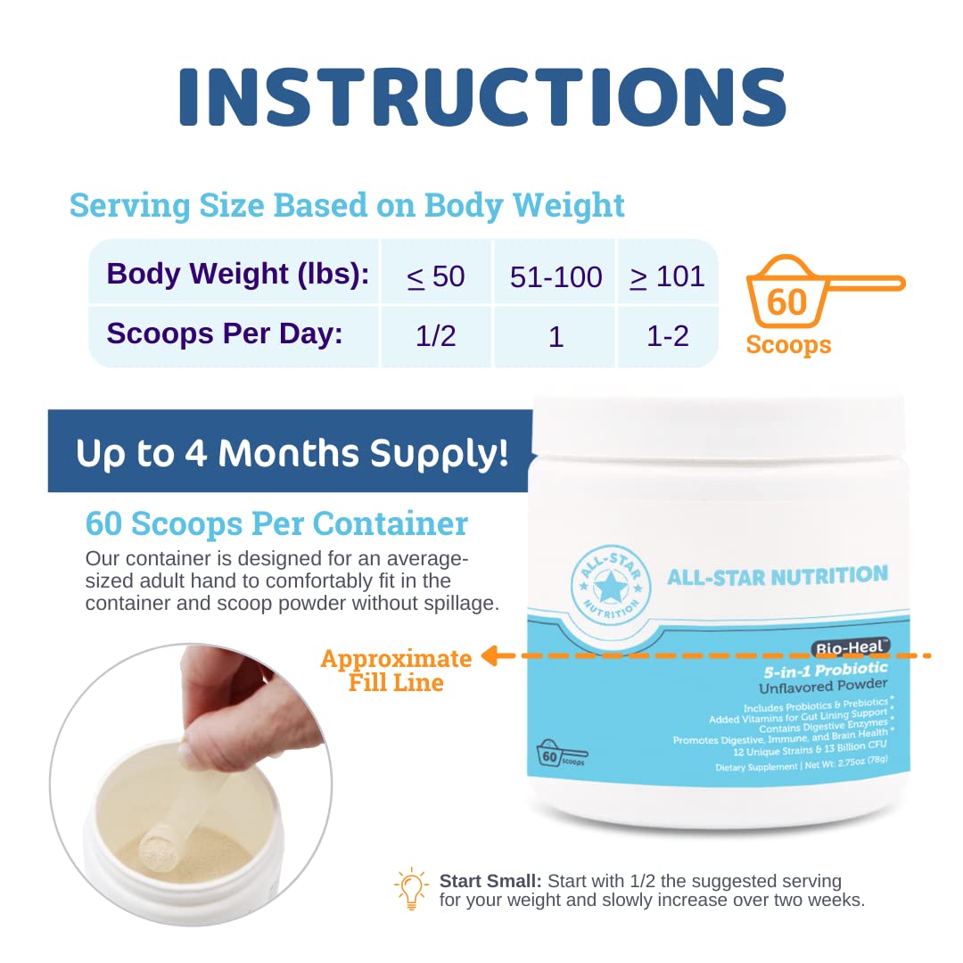 Bio-Heal probiotic powder being stirred into a drink for easy daily use