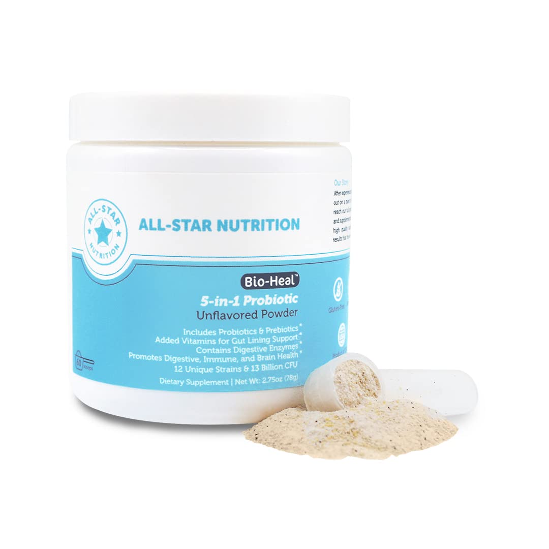 All-Star Nutrition Bio-Heal kids probiotic bottle showing 13B CFUs for gut balance