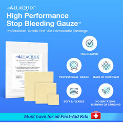 AllaQuix sterile 2x2 gauze pad ready to help manage minor bleeding.