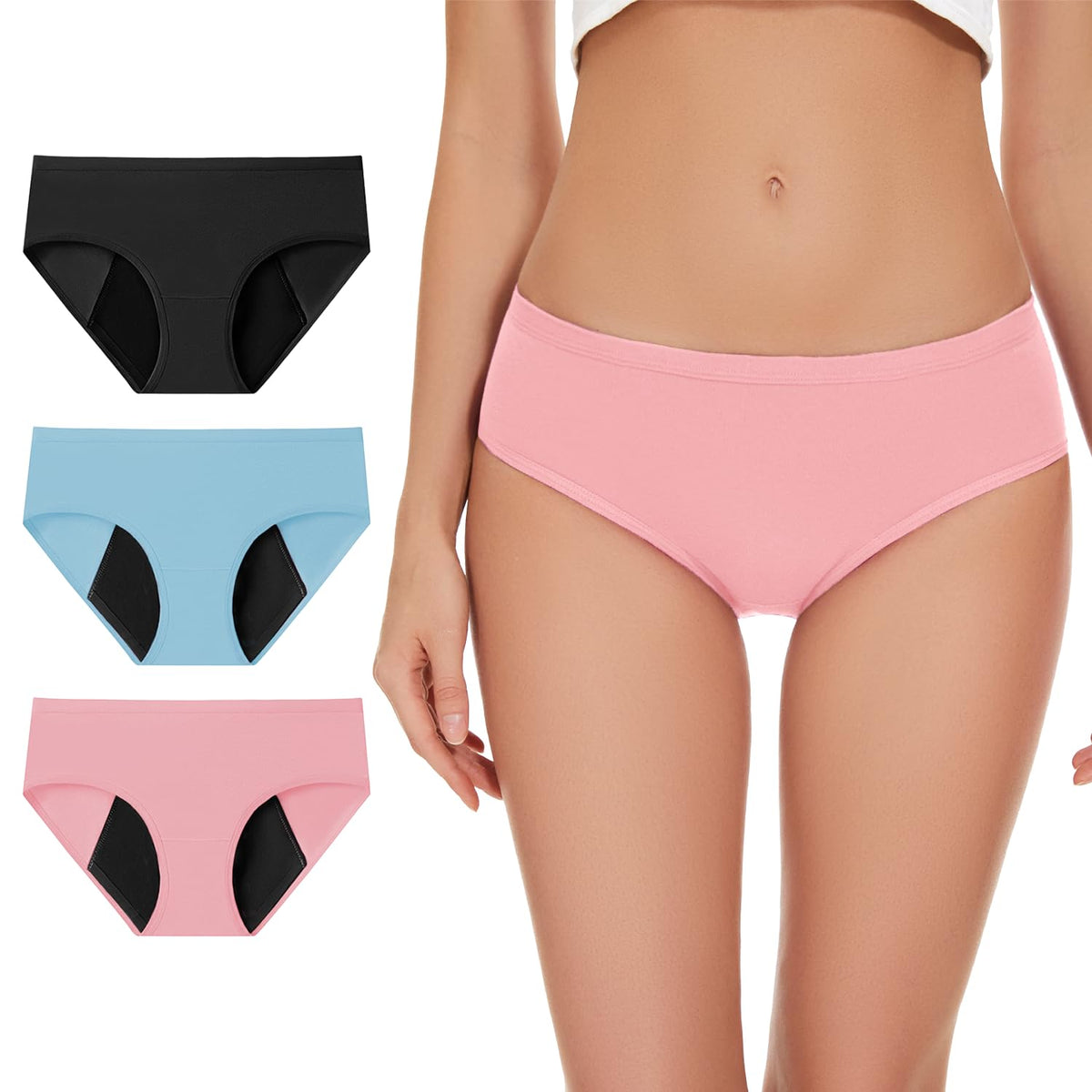 ALLBASE high absorbency underwear with six-layer protection for heavy flow days.