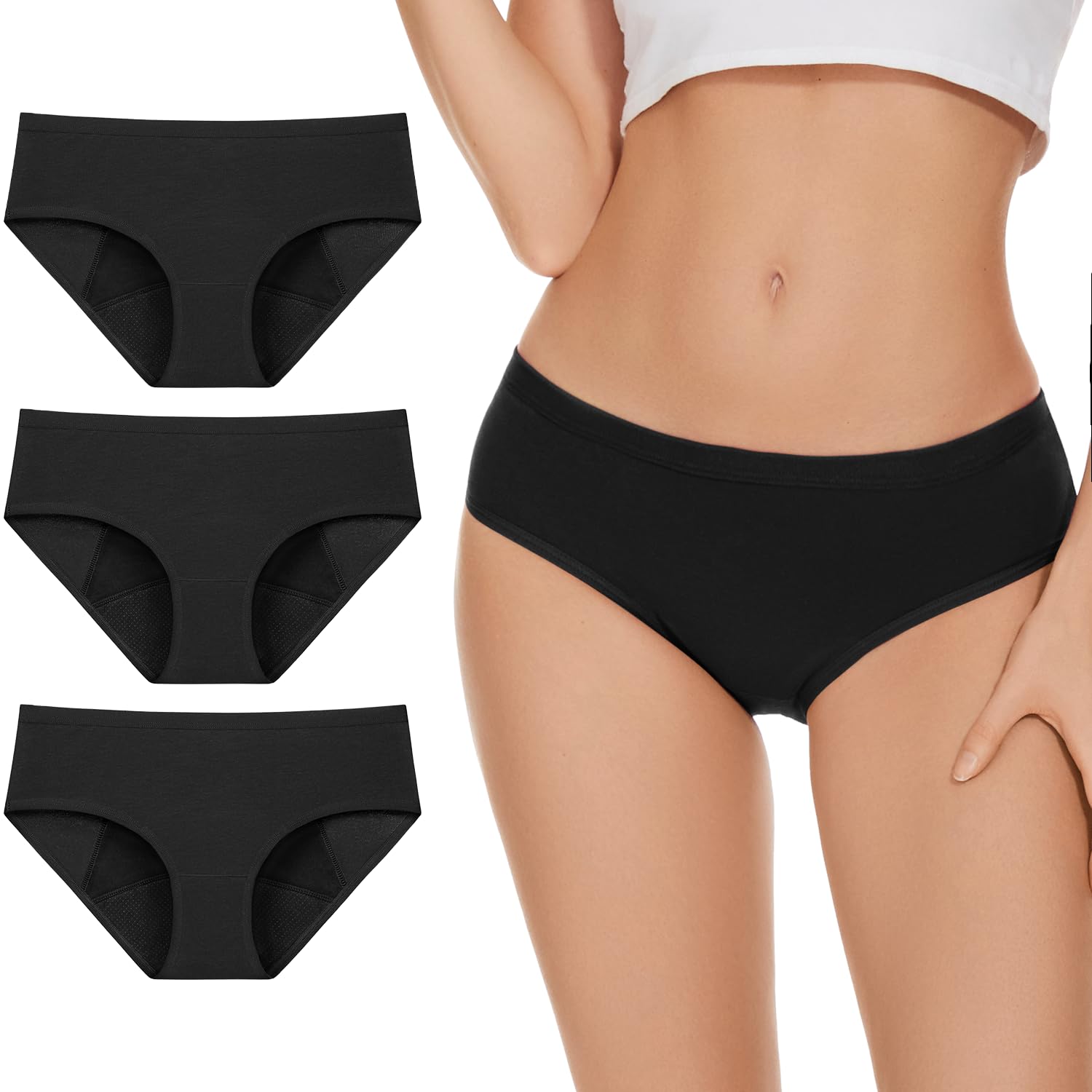ALLBASE women's high absorbency underwear pack shot showing full set for heavy flow protection