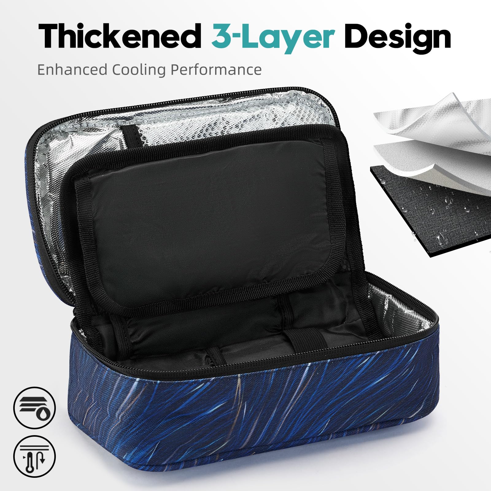ALLCAMP insulin cooler compact size fits neatly in a backpack.