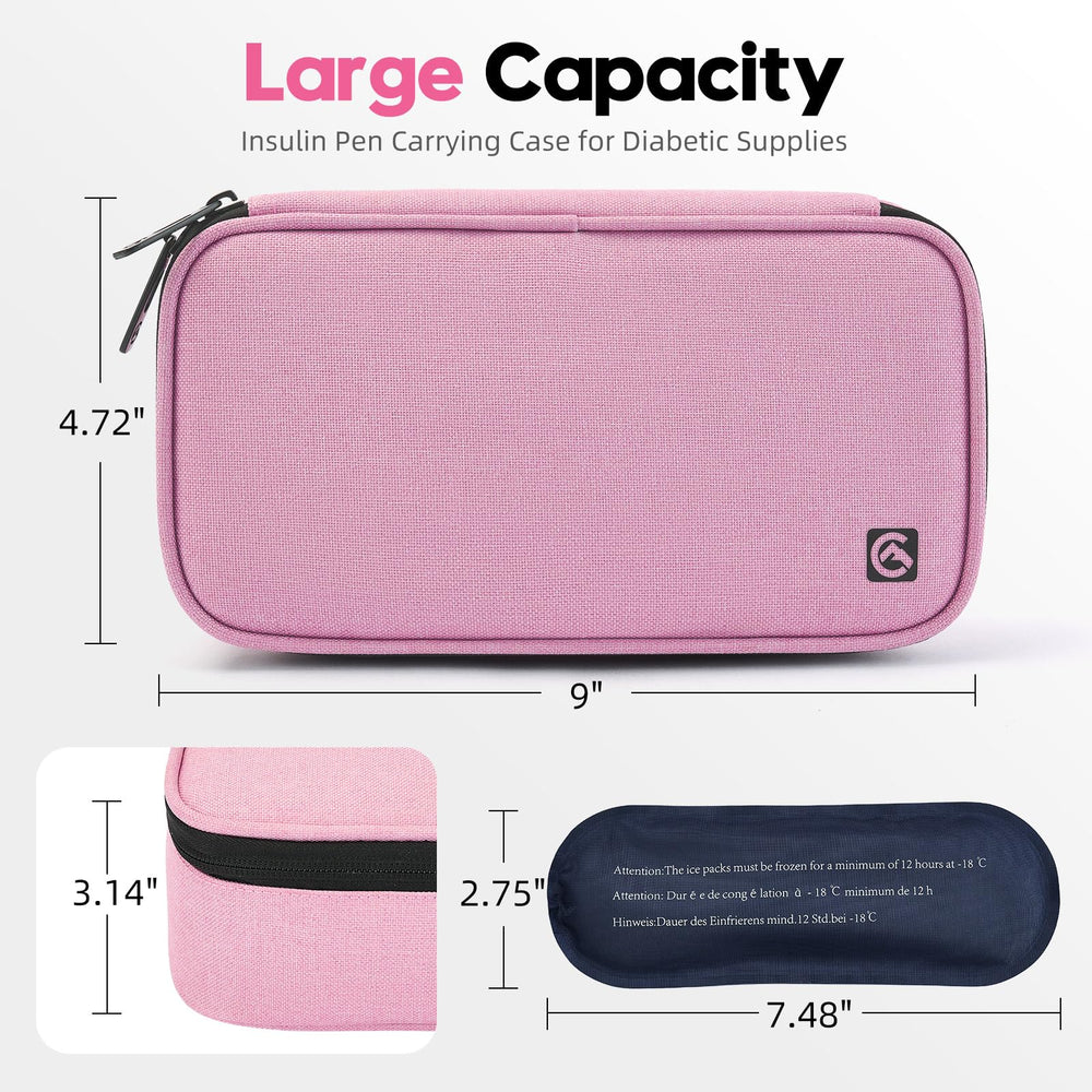 ALLCAMP Insulin Cooler bag travel-size footprint fits bags easily.
