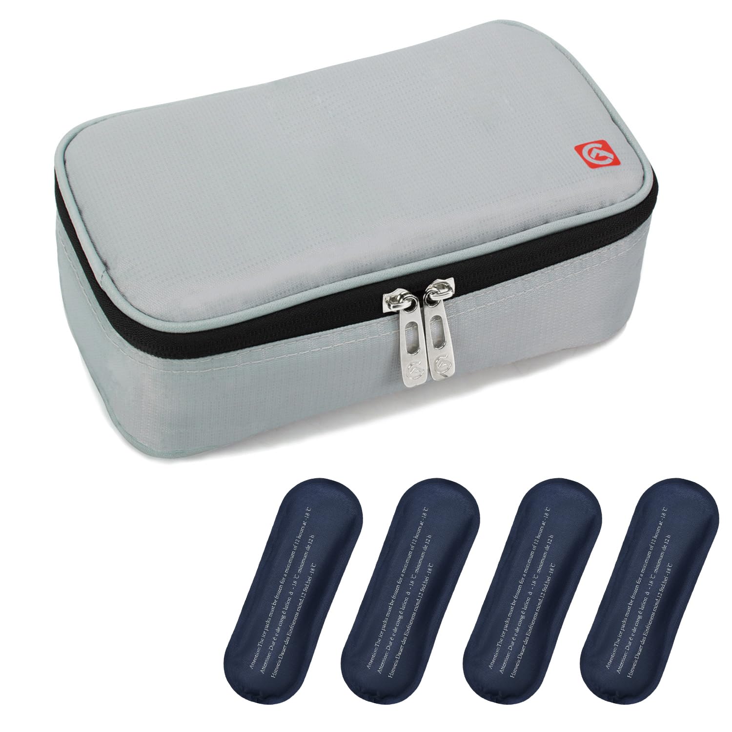 ALLCAMP insulin cooler travel case front view, compact and easy to carry.