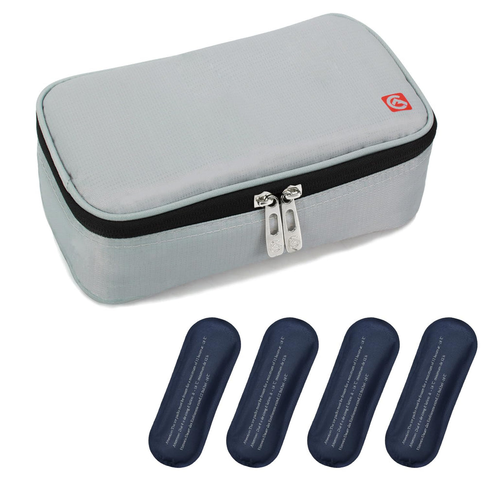 ALLCAMP insulin cooler travel case front view, compact and easy to carry.