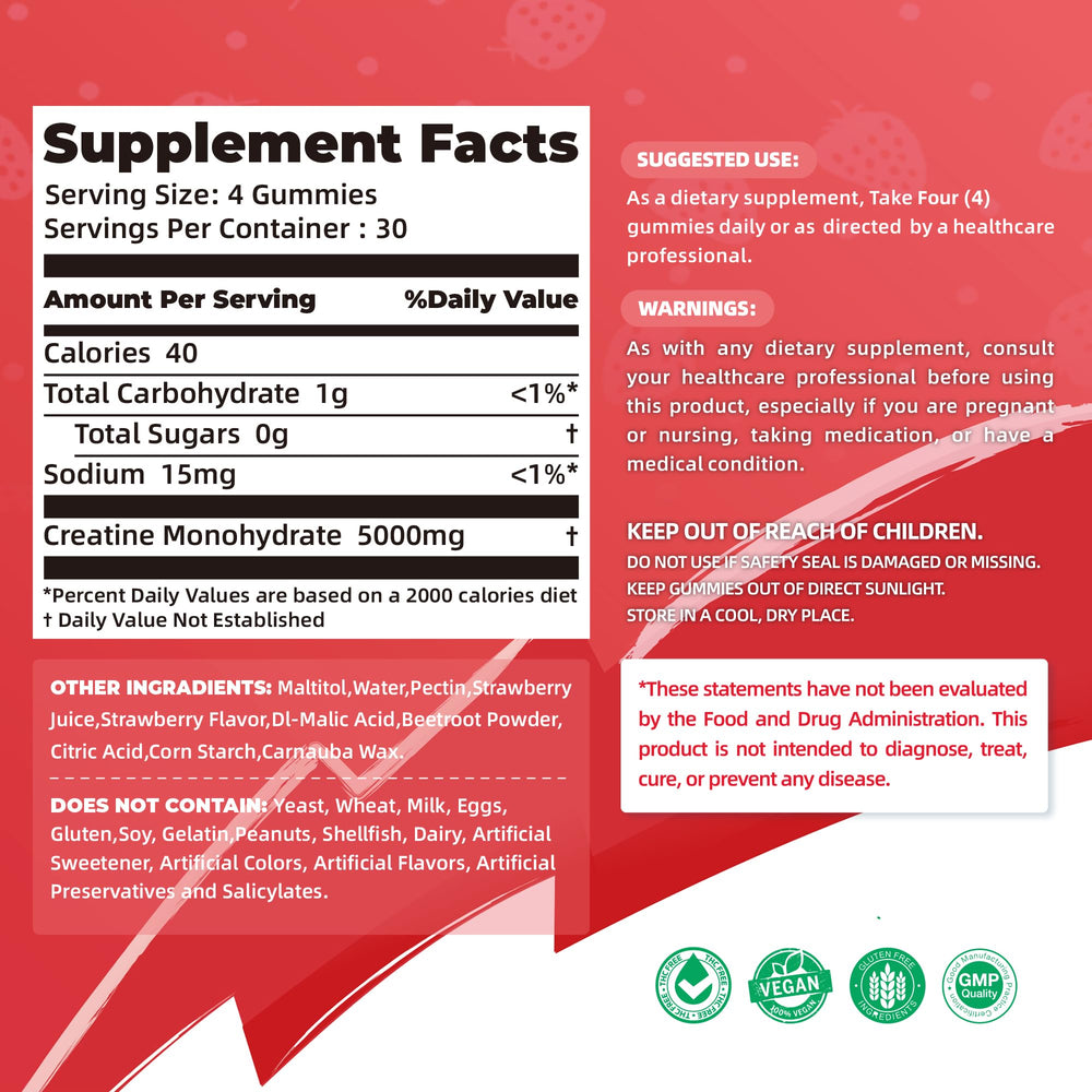Allcoovita Creatine Monohydrate Gummies close-up texture and gloss for easy, tasty intake