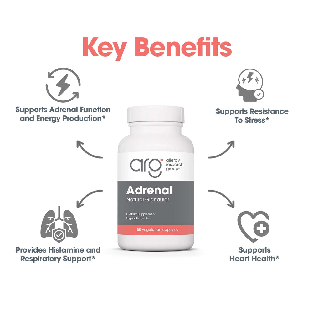 Allergy Research Group adrenal bottle with spoon showing dosage