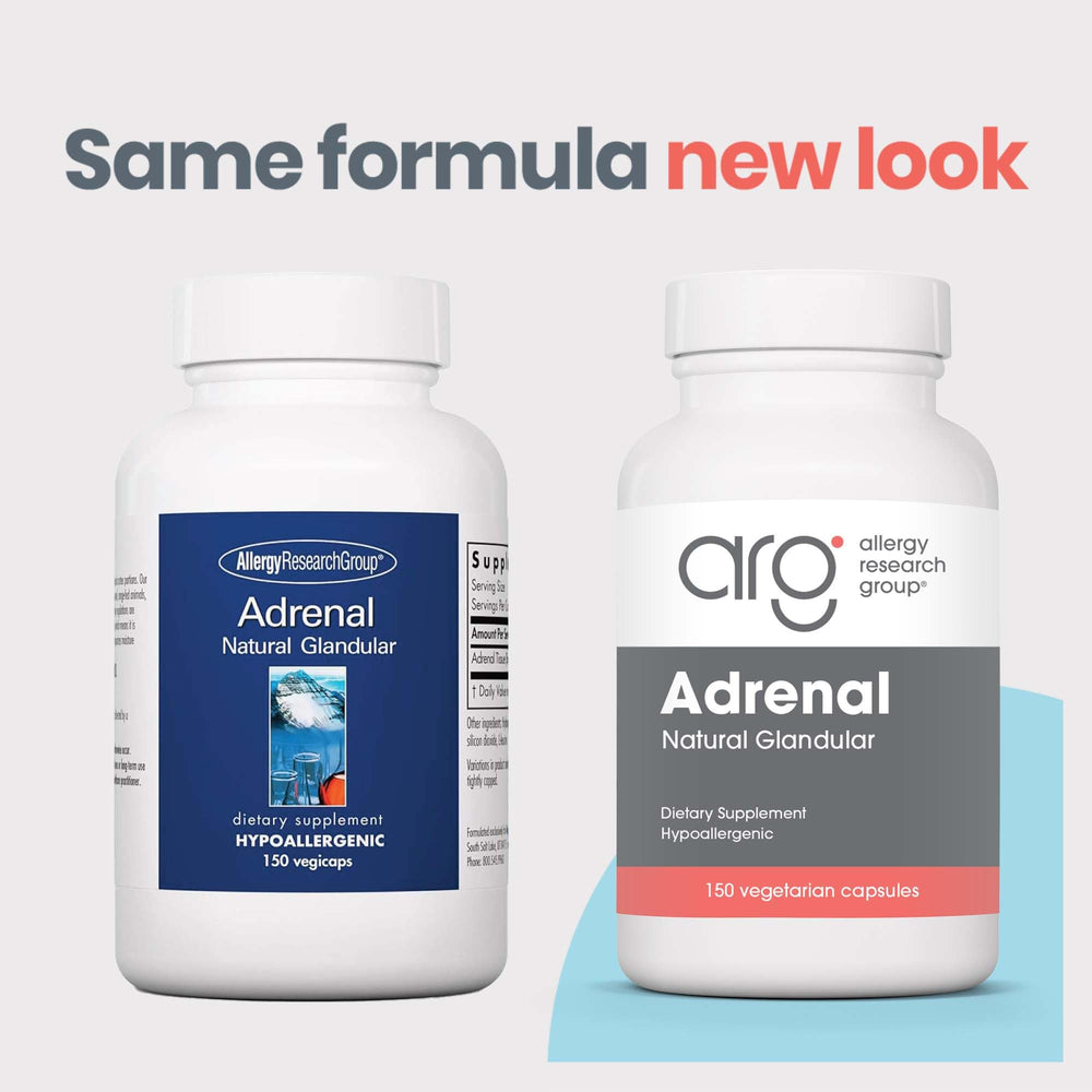 All Allergy Research Group adrenal capsules close-up for easy daily use